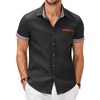 COOFANDY Men’s Cotton Casual Short Sleeve Button Down Shirt Plaid Collar Denim Work Shirts(A – Black – No Pocket)