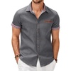 COOFANDY Men’s Cotton Casual Short Sleeve Button Down Shirt Plaid Collar Denim Work Shirts(A – Charcoal Grey – No Pocket)