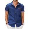 COOFANDY Men’s Cotton Casual Short Sleeve Button Down Shirt Plaid Collar Denim Work Shirts(A – Dark Blue – No Pocket)