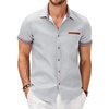 COOFANDY Men’s Cotton Casual Short Sleeve Button Down Shirt Plaid Collar Denim Work Shirts(A – White – No Pocket)