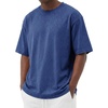 COOFANDY Men’s Cotton T-Shirts Oversized Shirt Short Sleeves Streetwear Loose Fit Summer Tee Tops Washed Basic Unisex Shirts(Dark Blue)