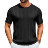COOFANDY Mens T-Shirts Short Sleeve Knit Shirt Crew Neck Sweater Fashion Casual Textured Pullover Tees(01-black)