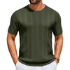 COOFANDY Mens T-Shirts Short Sleeve Knit Shirt Crew Neck Sweater Fashion Casual Textured Pullover Tees(Army Green)