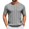 COOFANDY Mens T-Shirts Short Sleeve Knit Shirt Crew Neck Sweater Fashion Casual Textured Pullover Tees(Grey)