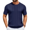 COOFANDY Mens T-Shirts Short Sleeve Knit Shirt Crew Neck Sweater Fashion Casual Textured Pullover Tees(Navy Blue)