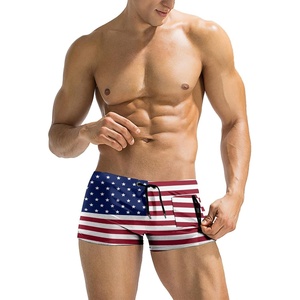 COOFANDY Mens Swim Trunks Swimwear Bathing Suit Swim Brief Square Leg Board Short S-3XL(American Flag(deep Navy))