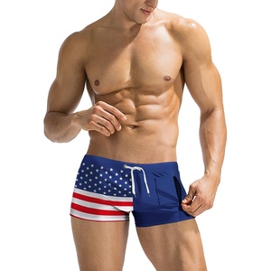 COOFANDY Mens Swim Trunks Swimwear Bathing Suit Swim Brief Square Leg Board Short S-3XL(American Flag(navy))