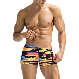 COOFANDY Mens Swim Trunks Swimwear Bathing Suit Swim Brief Square Leg Board Short S-3XL(Colorful Ribbon)