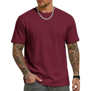 COOFANDY Mens T Shirts Short Sleeve Heavyweight Tshirt Casual Crew Neck Tee Shirts for Men(Wine Red)
