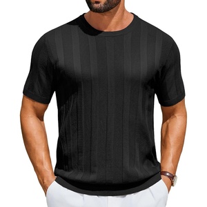 COOFANDY Mens T-Shirts Short Sleeve Knit Shirt Crew Neck Sweater Fashion Casual Textured Pullover Tees(01-black)