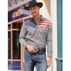 COOFANDY Men’s American Flag Button Down Shirts Western Cowboy Shirt Slim Fit Patriotic Long Sleeve Shirt(Light Grey)