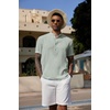 COOFANDY Men’s Casual Henley Shirt Band Collar Short Sleeve Shirt Summer Beach Hippie T-Shirt(Mint Light Green)