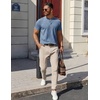 COOFANDY Mens Cotton Henley T-Shirts Short Sleeve Button Casual Basic Tees Work Shirts with Split Side(Light Navy)
