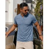 COOFANDY Mens Cotton Henley T-Shirts Short Sleeve Button Casual Basic Tees Work Shirts with Split Side(Light Navy)