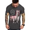 COOFANDY Men’s Muscle T-Shirt Pleated Raglan Sleeve Bodybuilding Gym Tee Short Sleeve Fashion Workout Shirts Hipster Shirt(Independence Day Series-grey)