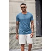COOFANDY Men’s Soft Henley Short Sleeve T Shirts Casual Basic Shirt with Pocket 3 Button Tees Summer Tops(Demin Blue)