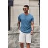 COOFANDY Men’s Soft Henley Short Sleeve T Shirts Casual Basic Shirt with Pocket 3 Button Tees Summer Tops(Demin Blue)