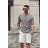 COOFANDY Men’s Soft Henley Short Sleeve T Shirts Casual Basic Shirt with Pocket 3 Button Tees Summer Tops(Light Grey)