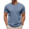 COOFANDY Mens Cotton Henley T-Shirts Short Sleeve Button Casual Basic Tees Work Shirts with Split Side(Light Navy)