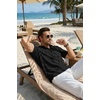 COOFANDY Men’s Casual Henley Shirt Band Collar Short Sleeve Shirt for Mens Summer Beach T-Shirts Vacation(Black)