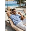 COOFANDY Men’s Casual Henley Shirt Band Collar Short Sleeve Shirt for Mens Summer Beach T-Shirts Vacation(Light Blue)