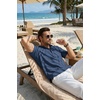 COOFANDY Men’s Casual Henley Shirt Band Collar Short Sleeve Shirt for Mens Summer Beach T-Shirts Vacation(Navy Blue)