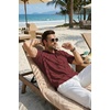 COOFANDY Men’s Casual Henley Shirt Band Collar Short Sleeve Shirt for Mens Summer Beach T-Shirts Vacation(Wine Red)