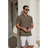 COOFANDY Men’s Casual Henley Shirt Short Sleeve Cotton Pique Band Collar Shirt Summer Button Basic Tee Shirts(Army Green)