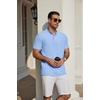 COOFANDY Men’s Casual Henley Shirt Short Sleeve Cotton Pique Band Collar Shirt Summer Button Basic Tee Shirts(Blue)