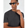 COOFANDY Men’s Casual Henley Shirt Short Sleeve Cotton Pique Band Collar Shirt Summer Button Basic Tee Shirts(Dark Gray)