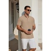 COOFANDY Men’s Casual Henley Shirt Short Sleeve Cotton Pique Band Collar Shirt Summer Button Basic Tee Shirts(Khaki)