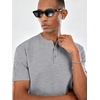 COOFANDY Men’s Casual Henley Shirt Short Sleeve Cotton Pique Band Collar Shirt Summer Button Basic Tee Shirts(Light Grey)