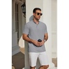 COOFANDY Men’s Casual Henley Shirt Short Sleeve Cotton Pique Band Collar Shirt Summer Button Basic Tee Shirts(Light Grey)