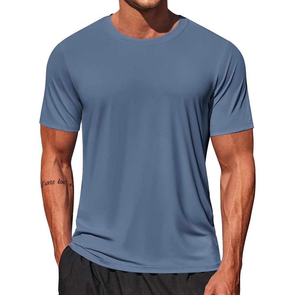 image:imageCOOFANDY Mens Swim Shirt Short Sleeve UPF 50 Sun Shirt Rash Guard TShirts Quick Dry Beach Shirts BreathableGrayblue
