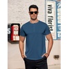 COOFANDY Men’s Casual Henley T-Shirts Summer Short Sleeve Cotton Shirts Basic Button Tee Tops(Blue)
