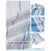 COOFANDY Mens Short Sleeve Casual Shirts Button Down Striped Summer Shirts Textured Vacation Beach Shirt(B White/Blue 02)