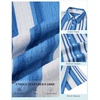 COOFANDY Mens Short Sleeve Casual Shirts Button Down Striped Summer Shirts Textured Vacation Beach Shirt(B White/Blue 03)