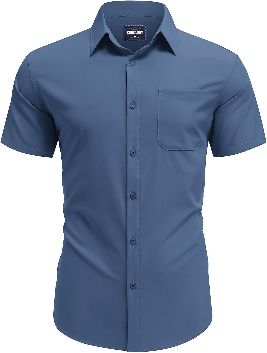 image:imageCOOFANDY Mens Short Sleeve Dress Shirts Wrinkle Free Casual Button Down Shirts with PocketCaptain Blue