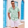 COOFANDY Mens Hawaiian Shirt Loose Fit Cruise Shirts – Short Sleeve and Button Down Hawaiian Shirt for Men with Pocket S-3XL Green-Palm Leave