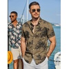 COOFANDY Mens Hawaiian Shirt Short Sleeve Button Down Beach Vacation Shirt Retro Summer Tropical Shirts(1-navy Khaki Ink Flowers)