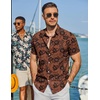 COOFANDY Mens Hawaiian Shirt Short Sleeve Button Down Beach Vacation Shirt Retro Summer Tropical Shirts(Brown Floral Bloom)