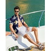 COOFANDY Mens Hawaiian Shirt Short Sleeve Button Down Beach Vacation Shirt Retro Summer Tropical Shirts(Dark Blue Aloha Flowers)