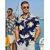 COOFANDY Mens Hawaiian Shirt Short Sleeve Button Down Beach Vacation Shirt Retro Summer Tropical Shirts(Dark Blue Aloha Flowers)