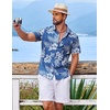 COOFANDY Mens Hawaiian Shirt Short Sleeve Button Down Floral Aloha Shirts Tropical Vacation Beach Shirts(A – Blue & Light Blue Floral)