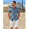 COOFANDY Mens Hawaiian Shirt Short Sleeve Button Down Floral Aloha Shirts Tropical Vacation Beach Shirts(B – Dark Blue & Yellow Floral)