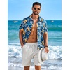 COOFANDY Mens Hawaiian Shirt Short Sleeve Button Down Floral Aloha Shirts Tropical Vacation Beach Shirts(B – Dark Blue & Yellow Floral)