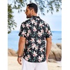 COOFANDY Mens Hawaiian Shirt Short Sleeve Button Down Floral Aloha Shirts Tropical Vacation Beach Shirts(C – Black & Apricot Orchid)