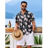 COOFANDY Mens Hawaiian Shirt Short Sleeve Button Down Floral Aloha Shirts Tropical Vacation Beach Shirts(C – Black & Apricot Orchid)