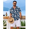 COOFANDY Mens Hawaiian Shirt Short Sleeve Button Down Floral Aloha Shirts Tropical Vacation Beach Shirts(D – Navy Blue & White Floral)