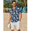 COOFANDY Mens Hawaiian Shirt Short Sleeve Button Down Floral Aloha Shirts Tropical Vacation Beach Shirts(D – Navy Blue & White Floral)